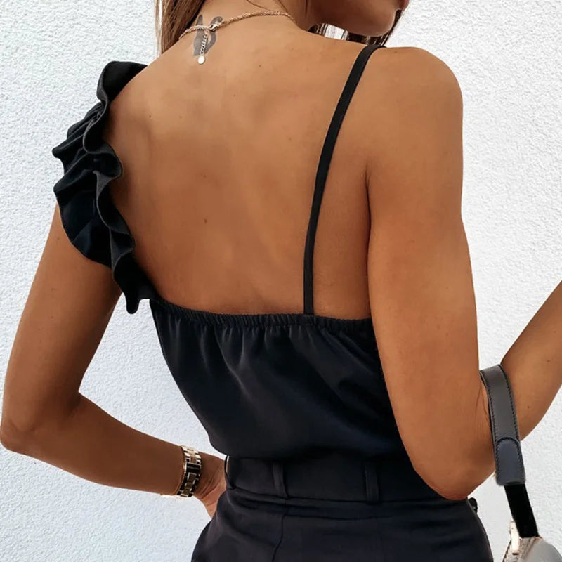 Sommer Bluse Shirts Sexy V-ausschnitt Rüschen Blusen